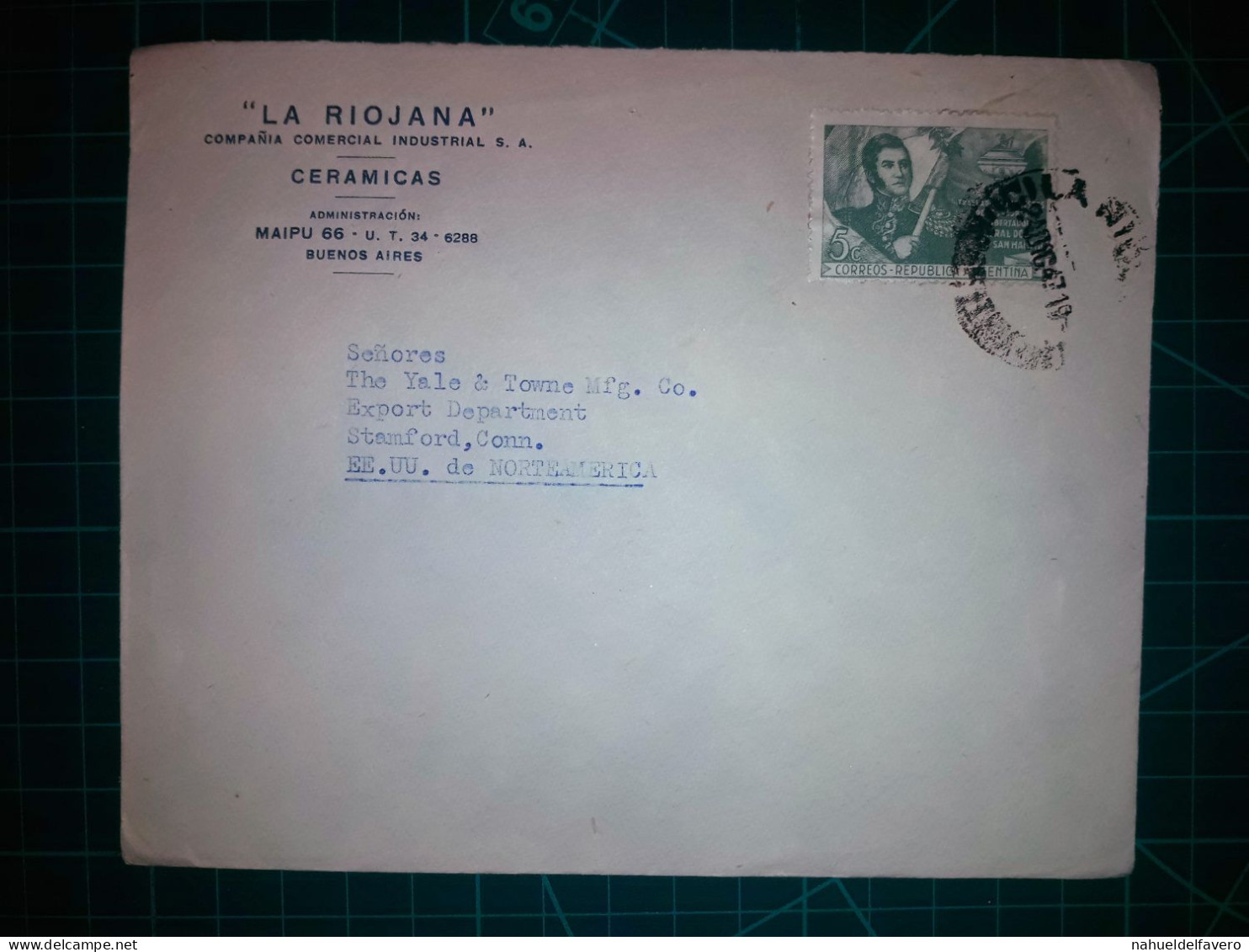 ARGENTINE, Enveloppe Appartenant à "LA RIOJANA, Compania Comercial Industrial S. A." Distribué Avec Timbre Postal (San M - Used Stamps