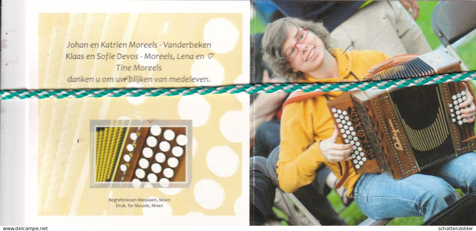 Eline Moreels-Vanderbeken, Kortrijk 1987, 2012. Foto Accordeon - Overlijden
