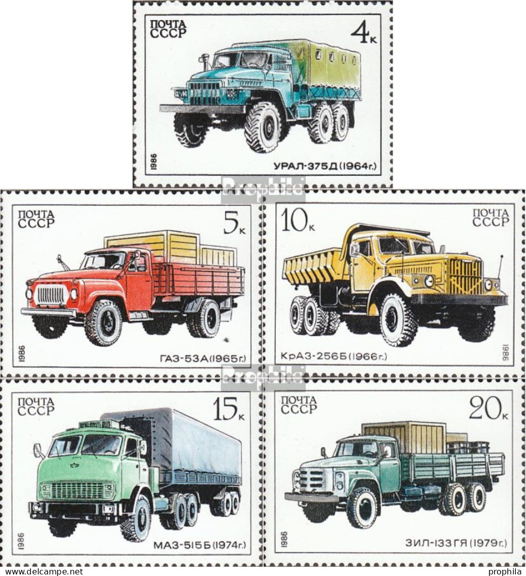 Sowjetunion 5630-5634 (kompl.Ausg.) Postfrisch 1986 Sowjetische Lastkraftwagen - Unused Stamps