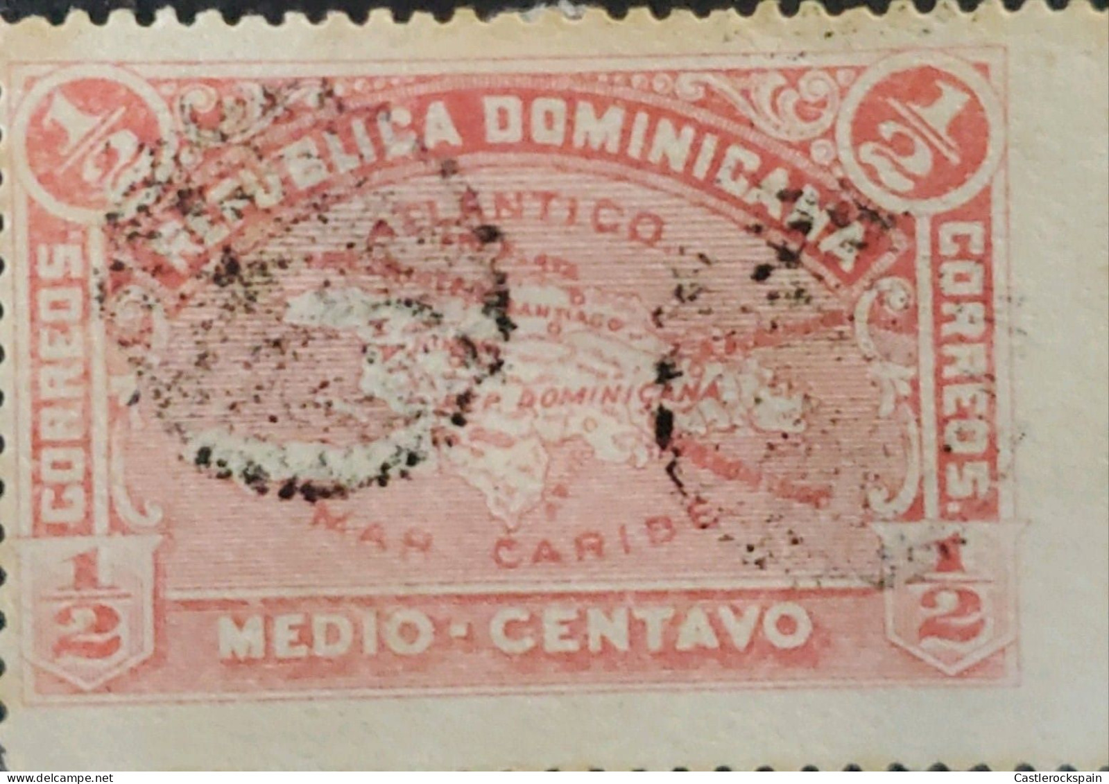 OH) 1900 DOMINICAN REPUBLIC, MAP, ERROR,  USED, EXCELLENT CONDITION - República Dominicana