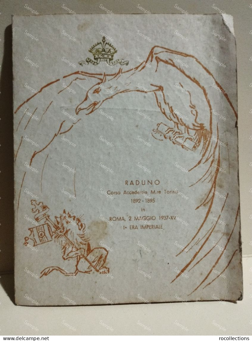 Militari Menù RADUNO Accademia Militare Torino 1895. Roma 2 Maggio 1937. Signed Firme Ubaldo Puglieschi Gabba Ecc.... - Menükarten
