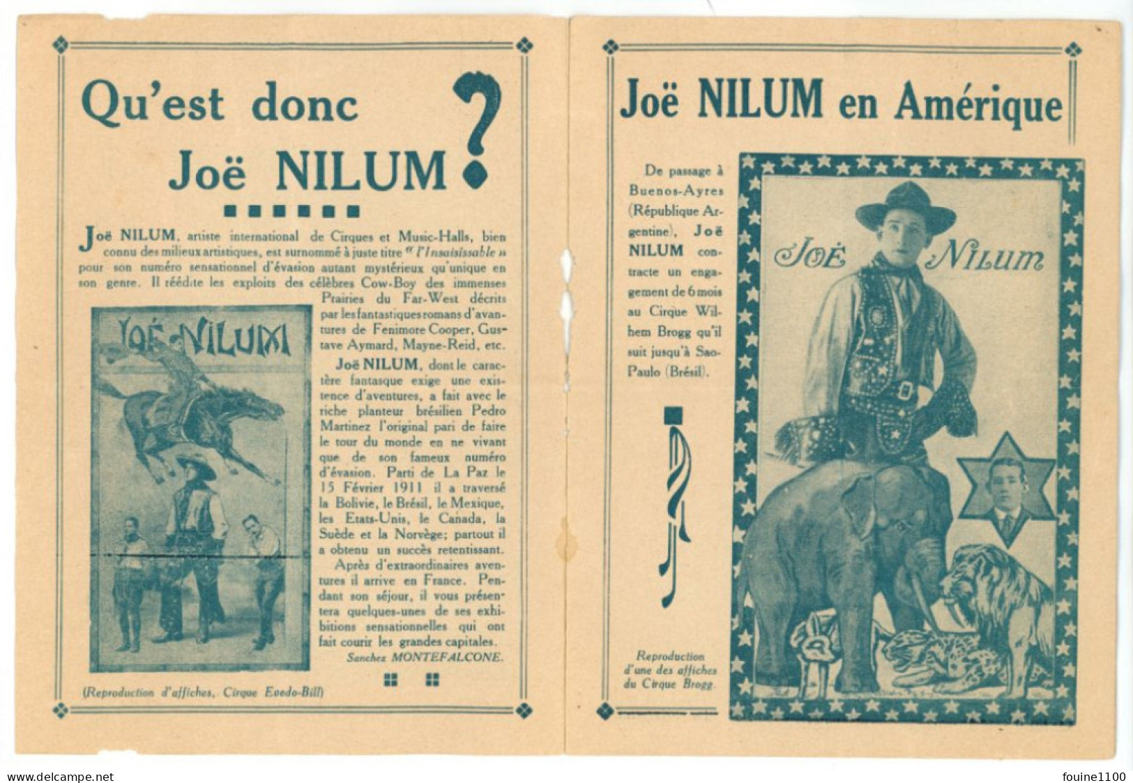 Fascicule Joë Nilum ( CIRQUE Circus ) L'insaisissable Cow-Boy , Publicité Théâtrale, Tour Du Monde à Cheval - Non Classés