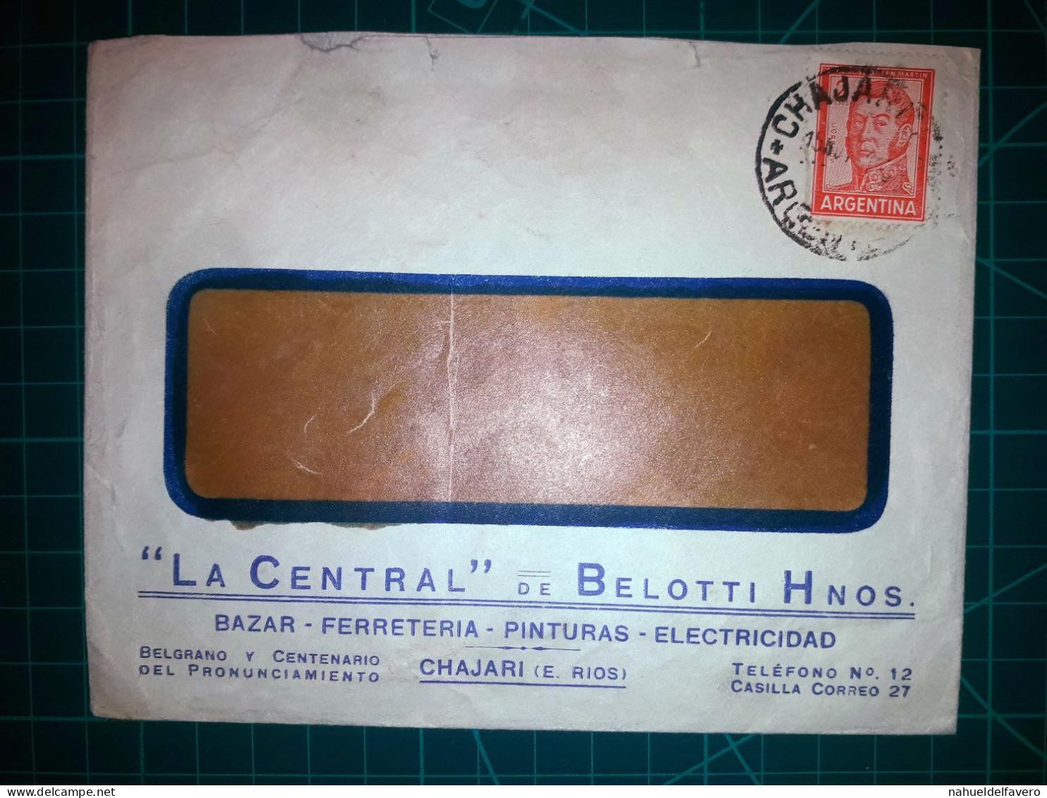 ARGENTINE, Enveloppe Appartenant à "LA CENTRAL De BELOTTI Hnos., Bazar, Quincaillerie, Peintures, Électricité" Circulée - Used Stamps