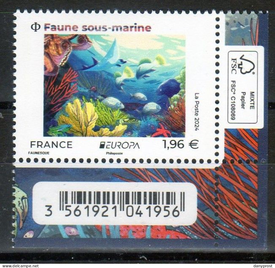 FR 2024 - " EUROPA - Faune Sous - Marine  " Coin Bas Droite De Feuille - 1 Timbre Monde   à  1.96 € - Illustré - Neuf** - Neufs