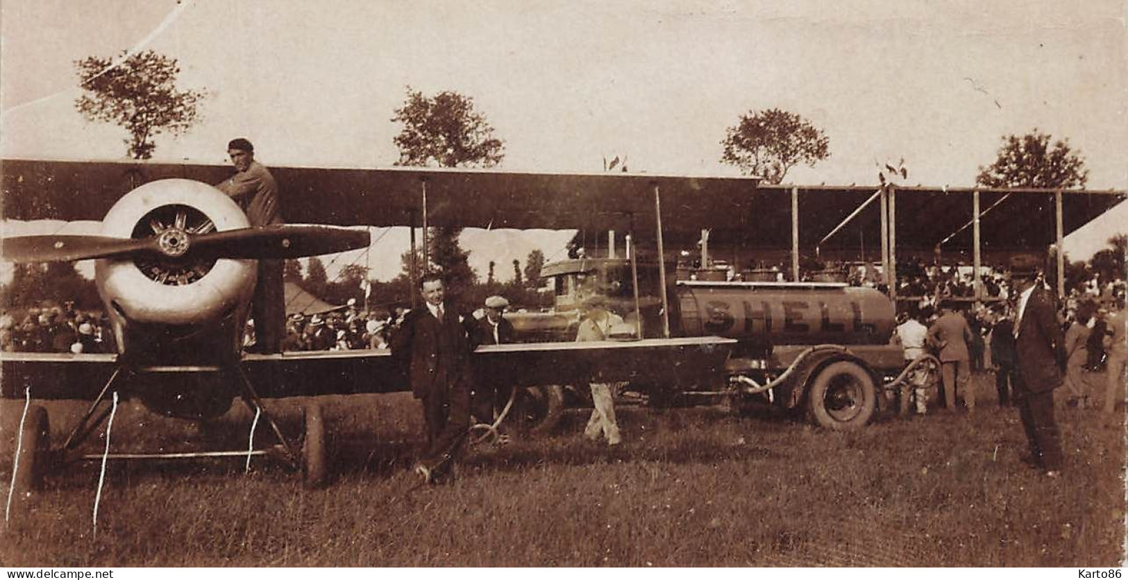 Aviation * Avion Marque Type Modèle ? & Aviateur * Aérodrome Meeting Course Camion SHELL * Photo Ancienne 11x6cm - ....-1914: Précurseurs