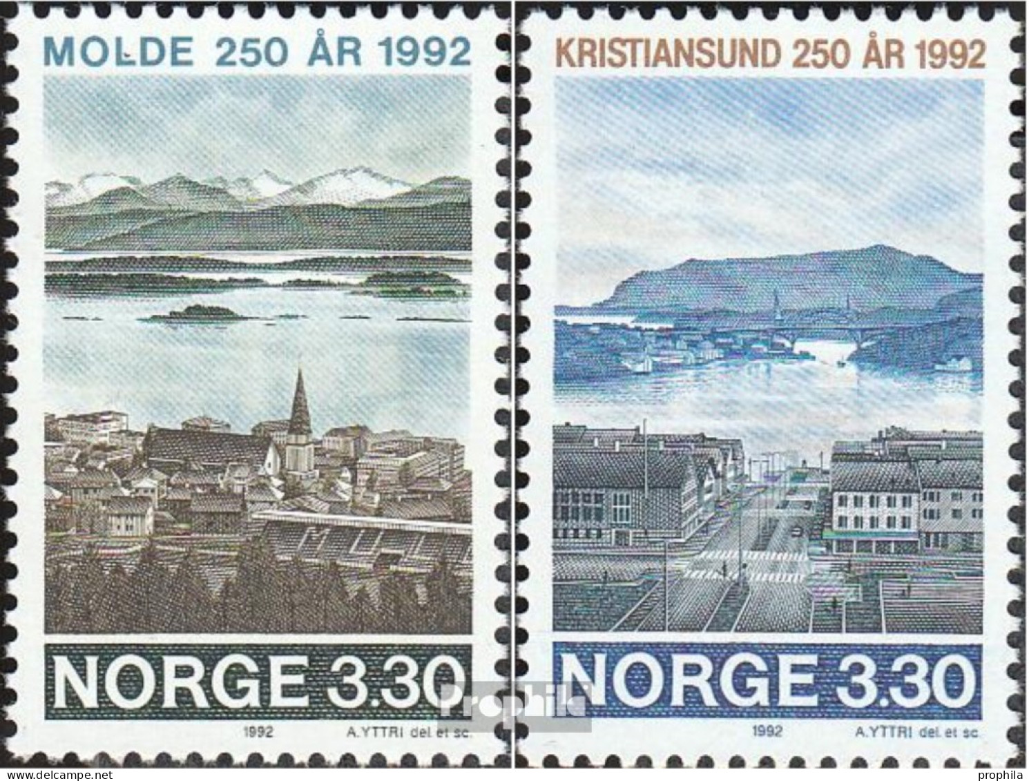 Norwegen 1098-1099 (kompl.Ausg.) Postfrisch 1992 Molde Und Kristiansund - Unused Stamps