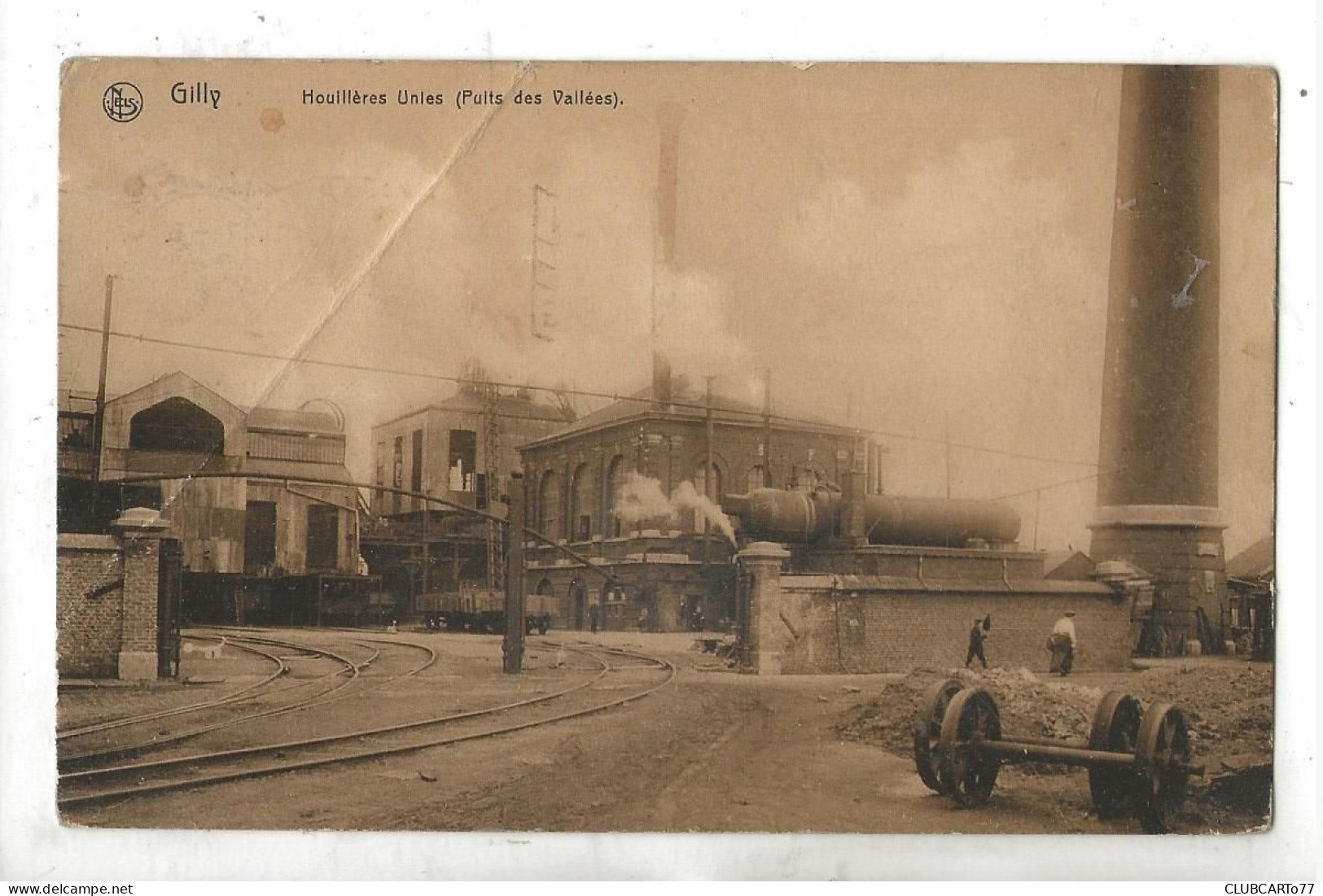 Charleroi (Belgique, Hainaut) : Le Puit Des Vallées Des Houillières Unies Quartier De Gilly En 1913 (animé) ETAT PF. - Charleroi