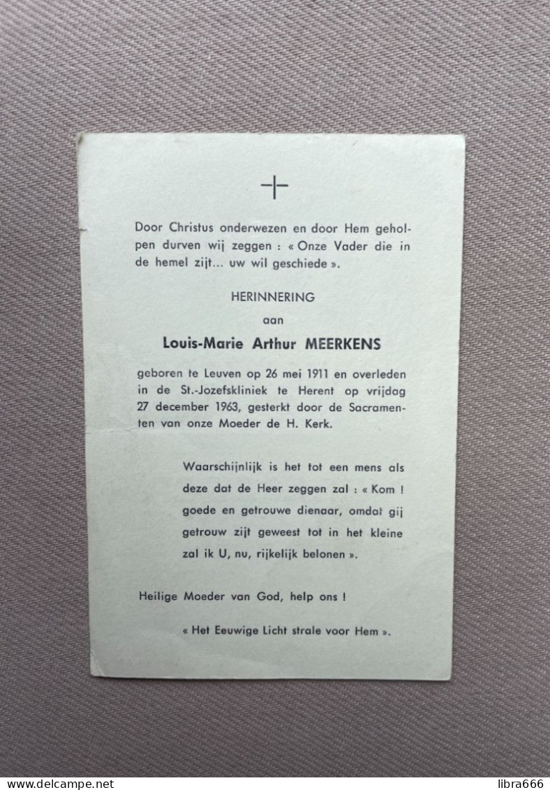 MEERKENS Louis Marie Arthur °LEUVEN 1911 +HERENT 1963 - Obituary Notices