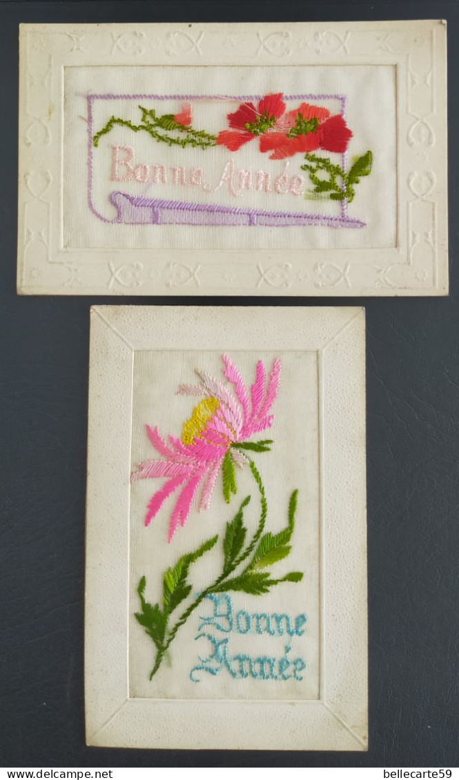 Carte Brodée Bonne Année Lot De 2 - Embroidered