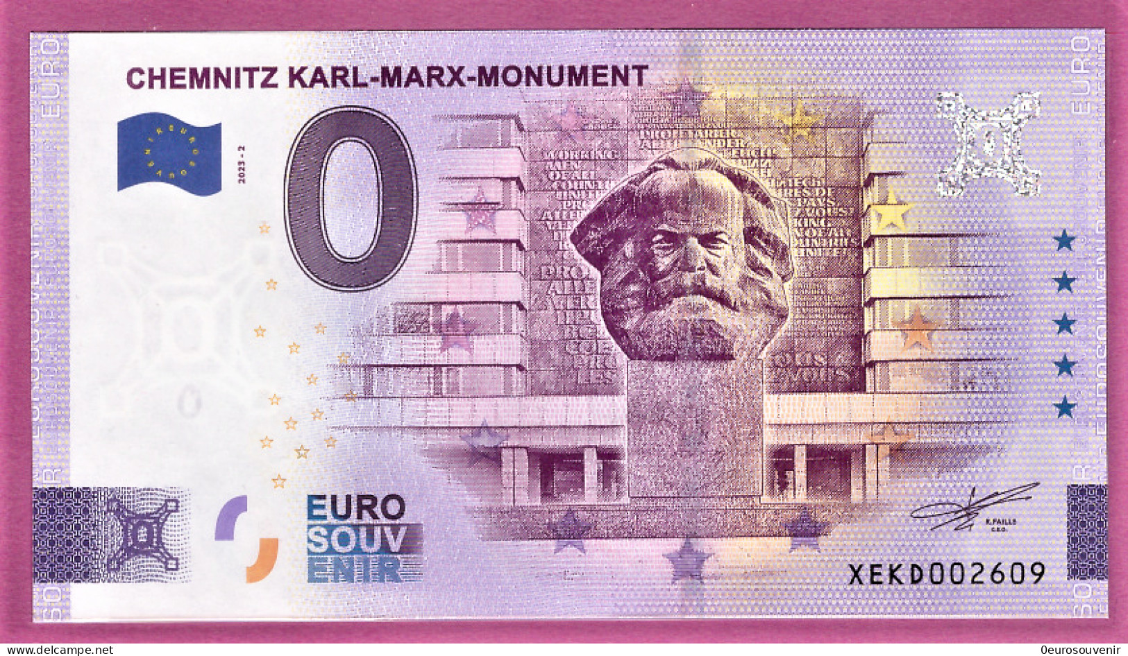 0-Euro XEKD 2023-2 CHEMNITZ KARL-MARX-MONUMENT - Essais Privés / Non-officiels