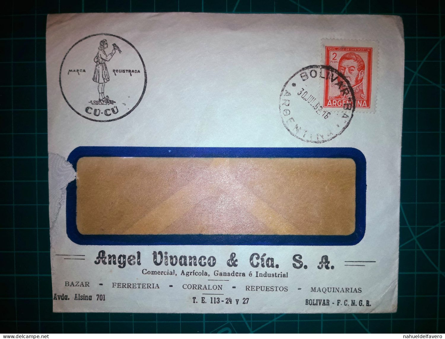 ARGENTINE, Enveloppe Appartenant à "ANGEL VIVANCO & Cia. S.A., Comercial, Agricola, Ganadera E Industrial" Distribuée Av - Gebraucht