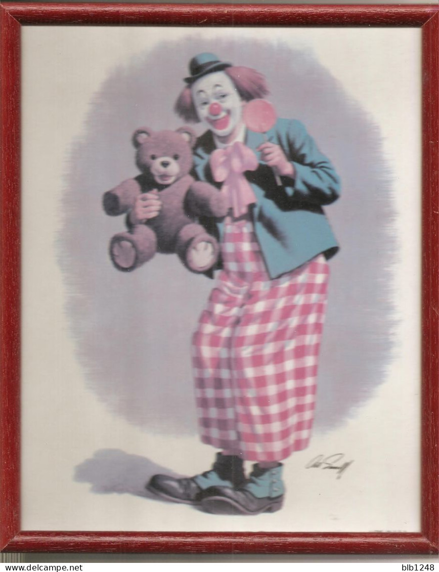 Art & Antiquités > Tableaux > Litho Originale De Sarnoff -  Le Clown Et Teddy Le Nounours - Litografia