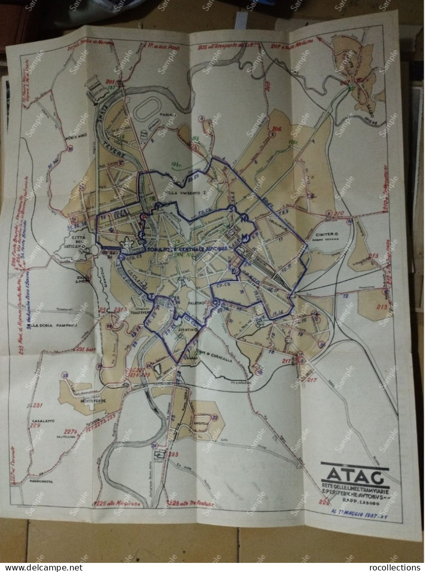 Italia Roma ATAC Tranvie Autobus S.P.Q.R. Piante Schematiche Maggio 1937. Astuccio Con Le 2 Piante Ripiegate - Roadmaps