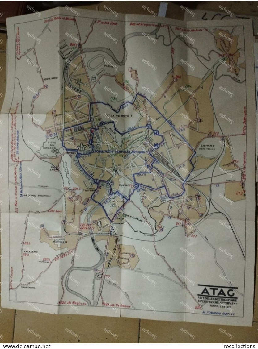 Italia Roma ATAC Tranvie Autobus S.P.Q.R. Piante Schematiche Maggio 1937. Astuccio Con Le 2 Piante Ripiegate - Roadmaps