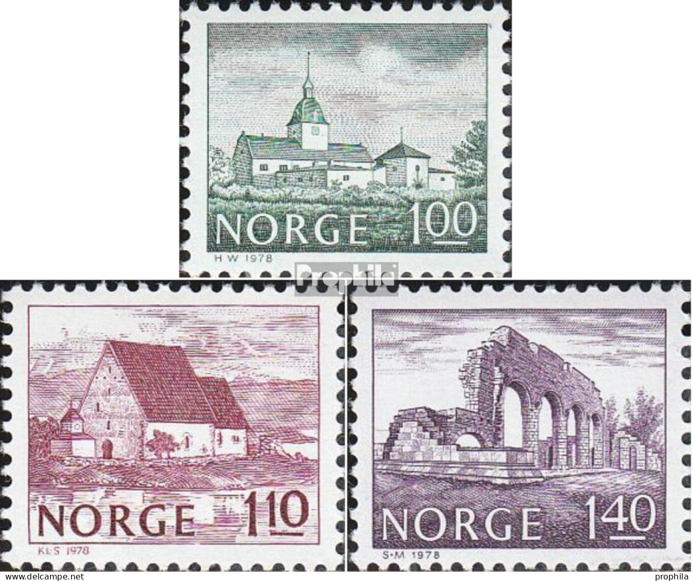 Norwegen 766-768 (kompl.Ausg.) Postfrisch 1978 Bauwerke - Unused Stamps