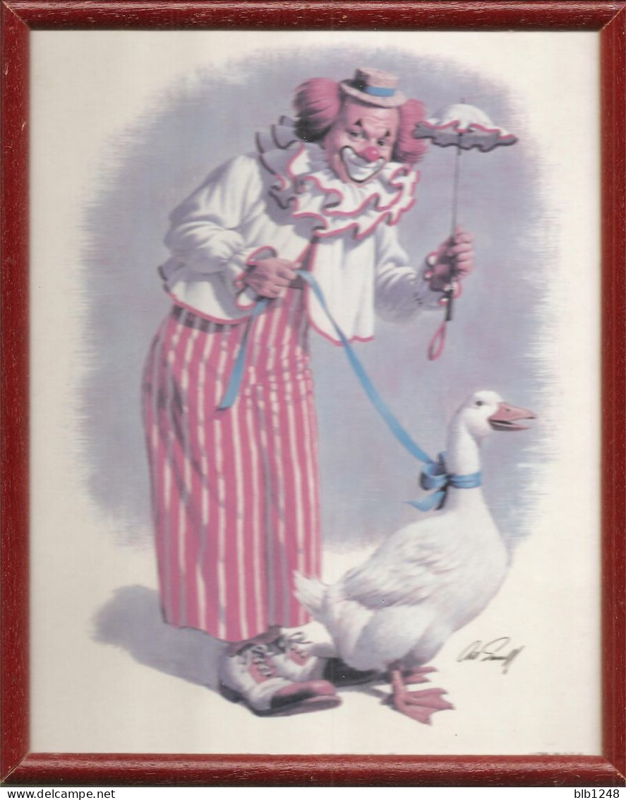 Art & Antiquités > Tableaux > Litho Originale De Sarnoff -  Le Clown Et L'Oie En Laisse - Lithographien