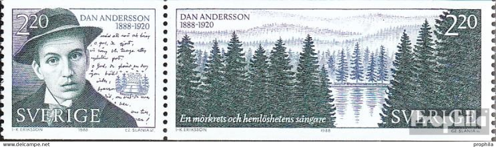 Schweden 1508-1509 Paar (kompl.Ausg.) Postfrisch 1988 Dan Andersson - Neufs