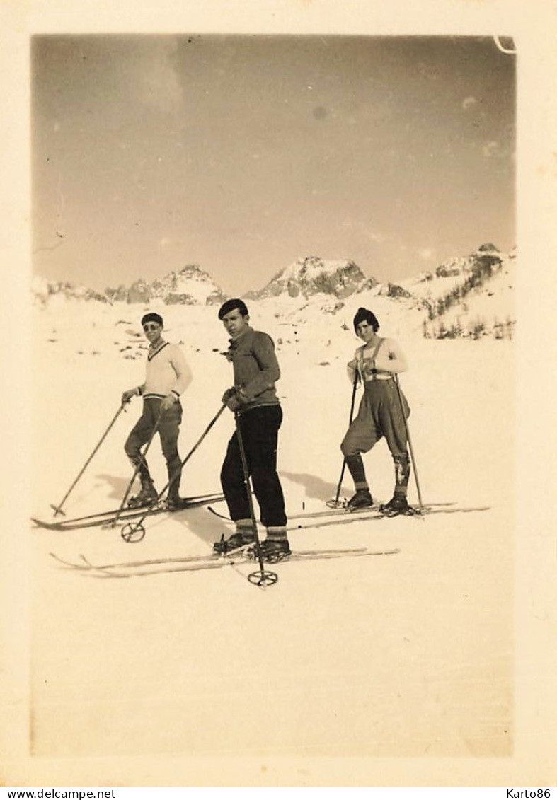 Sports D'hiver * Groupe De Skieurs * Ski Skieur  * Photo Ancienne 9x6.5cm - Wintersport