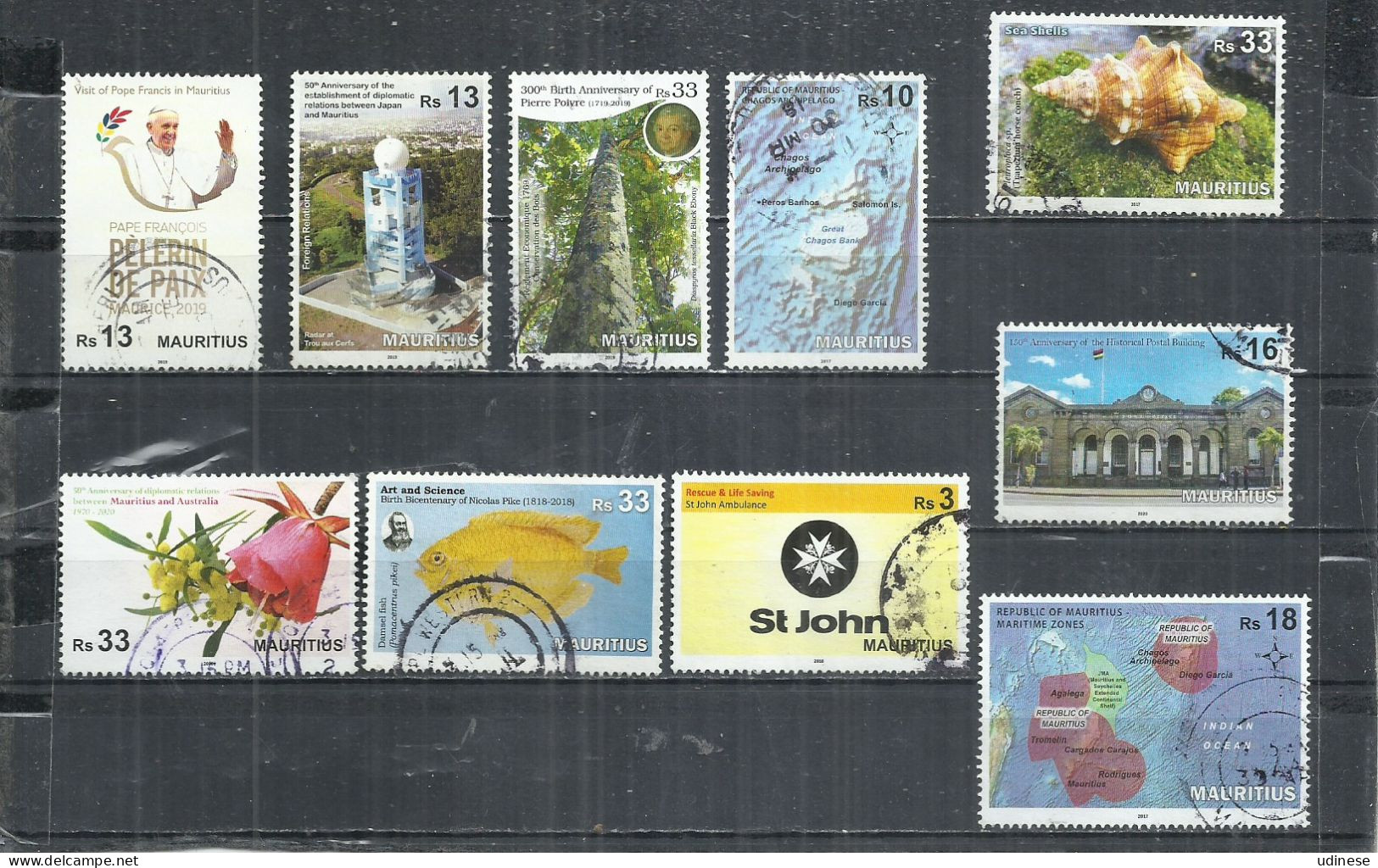 TEN AT A TIME - MAURITIUS 2018-2023 - LOT OF 10 DIFFERENT  1 - POSTALLY USED OBLITERE GESTEMPELT USADO - RARE - Mauritius (1968-...)