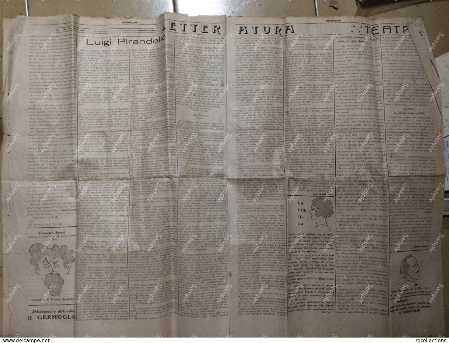 Rare Newspaper Giornale GERMOGLIO Foglio Di Giovani. Anno I, N.1, Roma 22 Gennaio 1923. Avanguardia Futurismo - Other & Unclassified