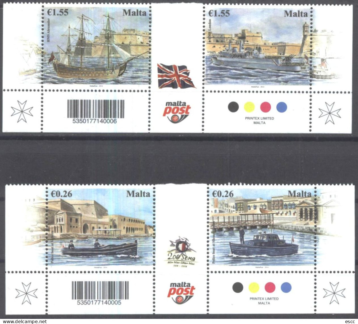 Mint Stamps Ships Boats  2014 From Malta - Ships