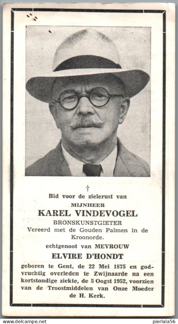 Bidprentje Gent - Vindevogel Karel (1875-1952) - Devotieprenten