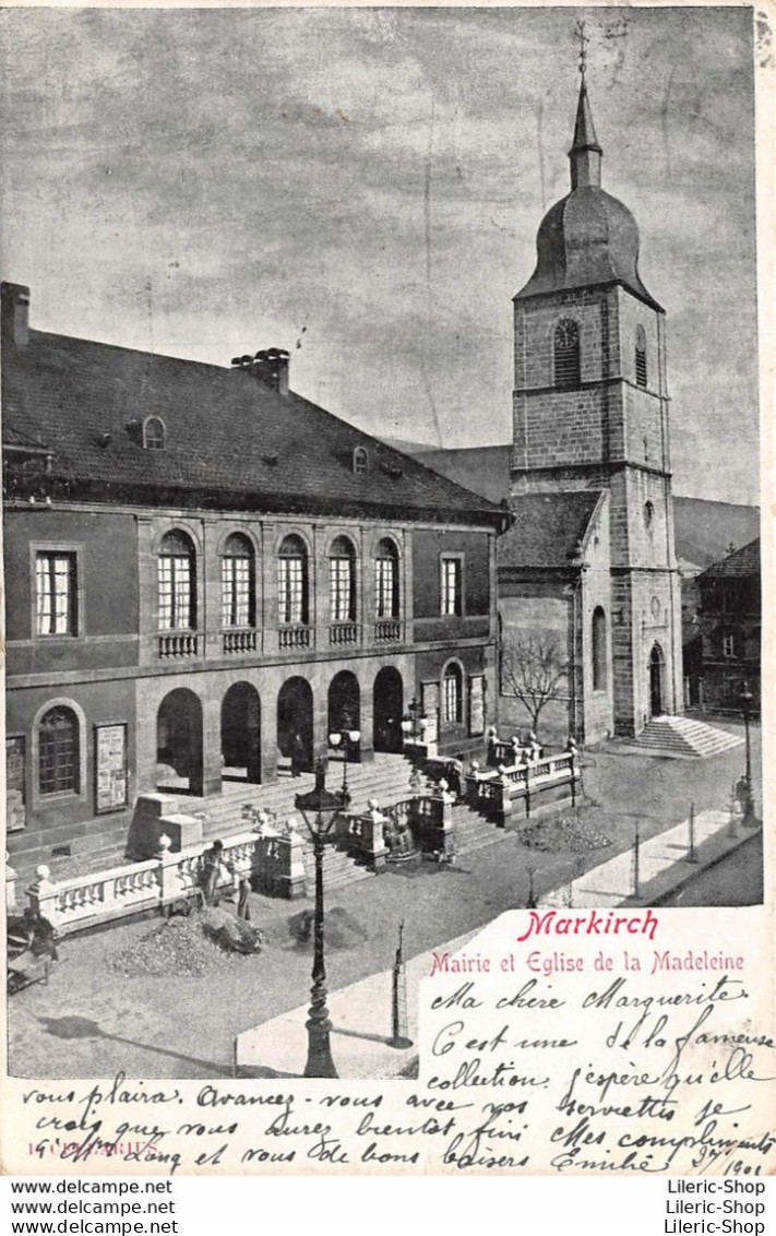 ►MARKIRCH - SAINTE MARIE AUX MINES◄►68◄PRÉCURSEUR►1901◄CPA►MAIRIE ET ÉGLISE DE LA MADELEINE►PHOT. CELLARIUS - Sainte-Marie-aux-Mines