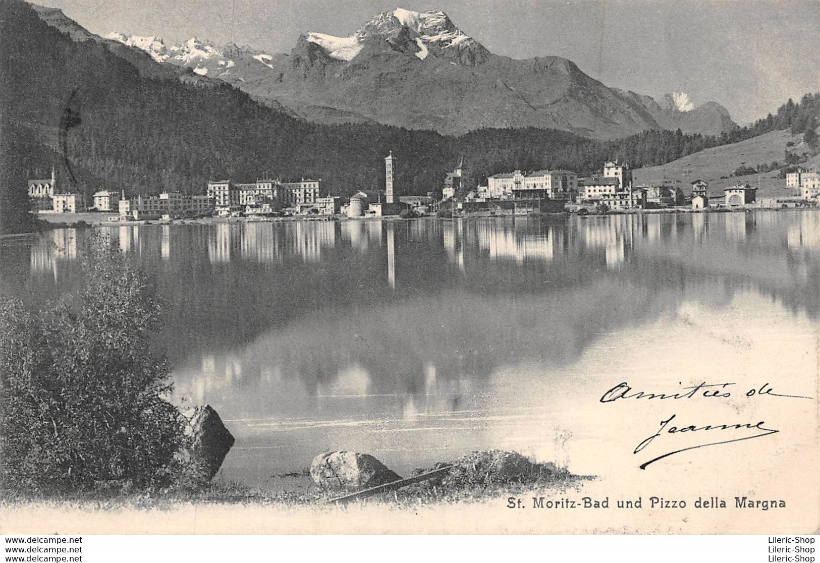 ►ST. MORITZ-BAD UND PIZZO DELLA MARGNA◄►1904◄►CACHET TRIANGULAIRE SUR TIMBRE TAXE 10 CENTIMES►WEHRLI, KILCHBERG No 6533 - St. Moritz