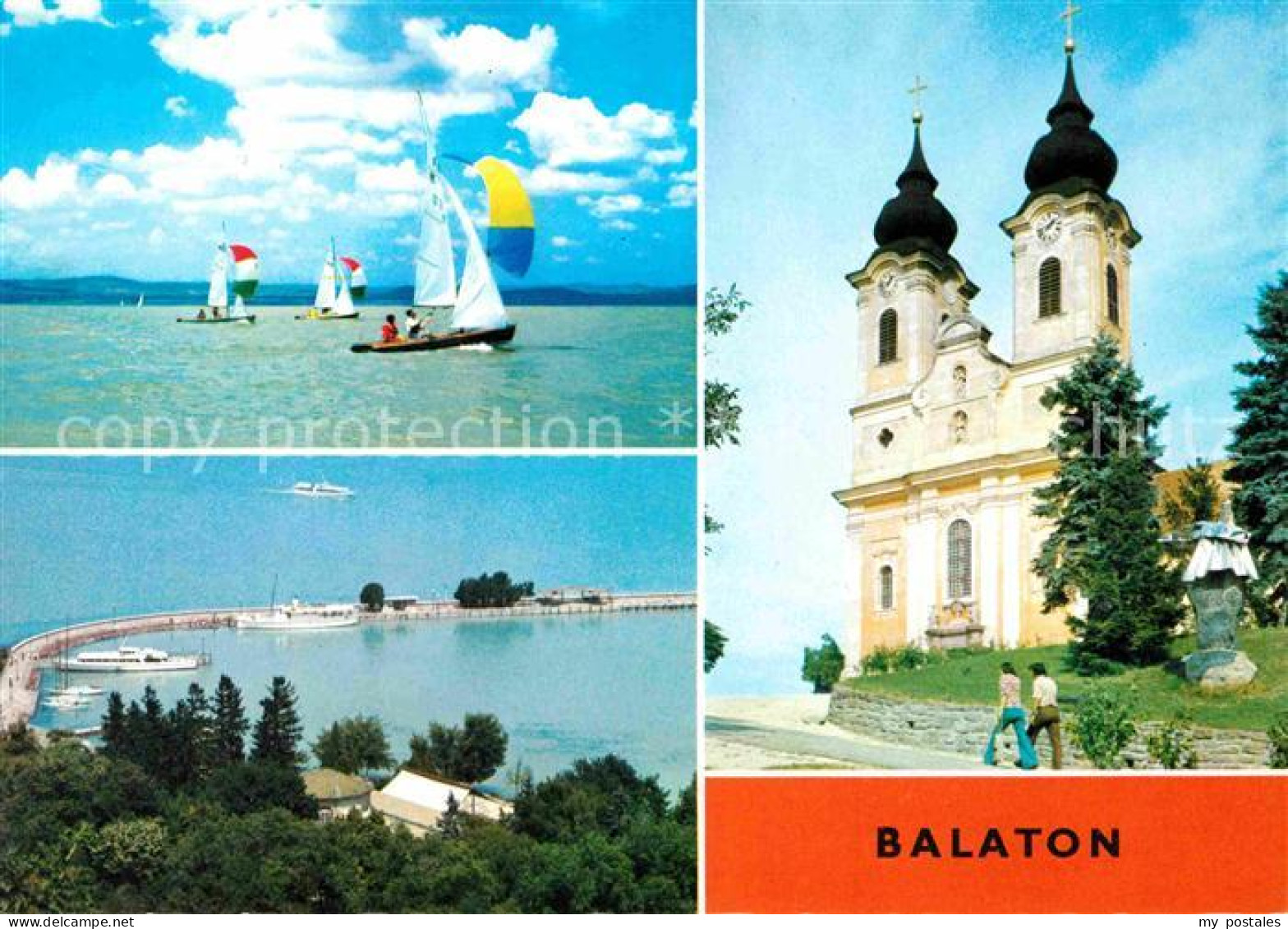 72684251 Balaton Plattensee Panorama Segelboote Kirche Ungarn - Hungary
