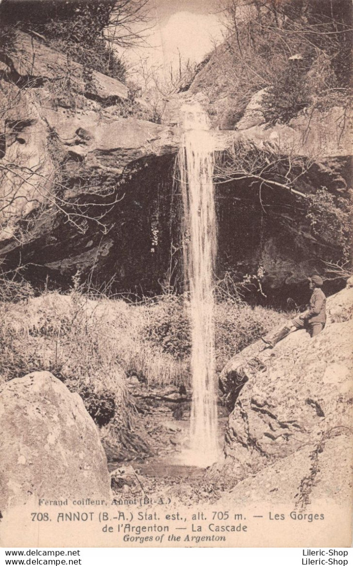 [04] ANNOT - Les Gorges De L'Argenton - La Cascade - Feraud Coiffeur, Annot ± 1910 ♥♥♥ - Autres & Non Classés