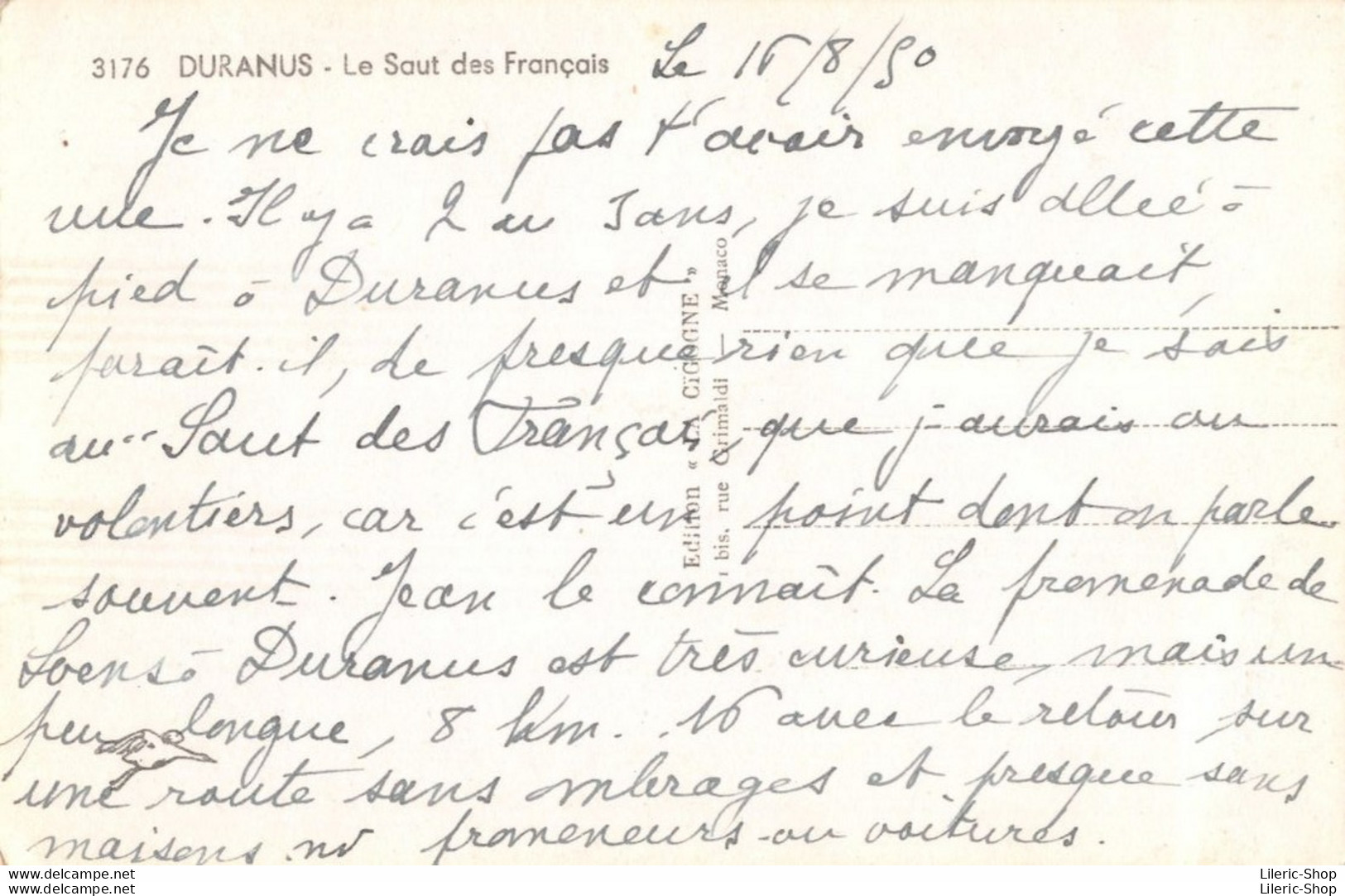 [06] DURANUS , Le Saut Des Français Cpsm 1950  ♥♥♥ - Sonstige & Ohne Zuordnung