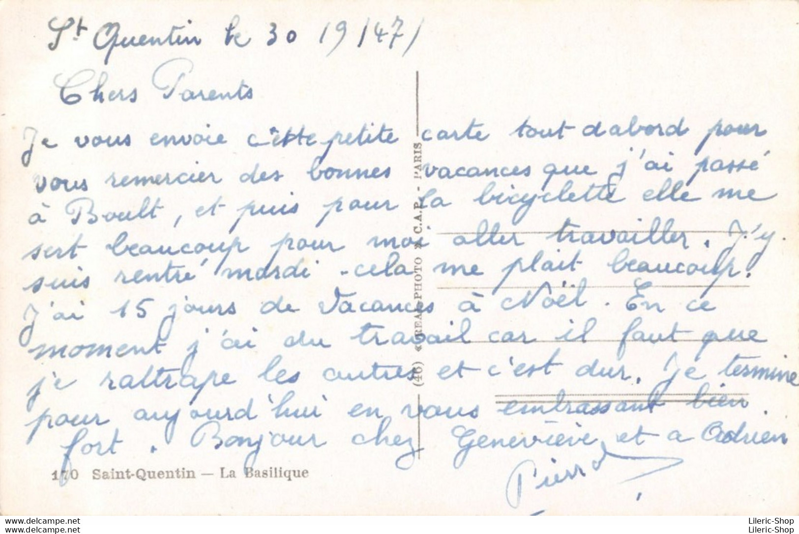 [02] SAINT-QUENTIN - La Basilique - Automobiles Cpsm 1947  ♥♥♥ - Saint Quentin
