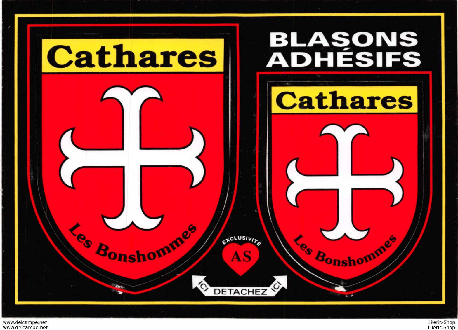 Région OCCITANIE Pays Cathares  -  Cpm Autocollant Adhésif Blason écusson -  ♥♥♥ - Sonstige & Ohne Zuordnung