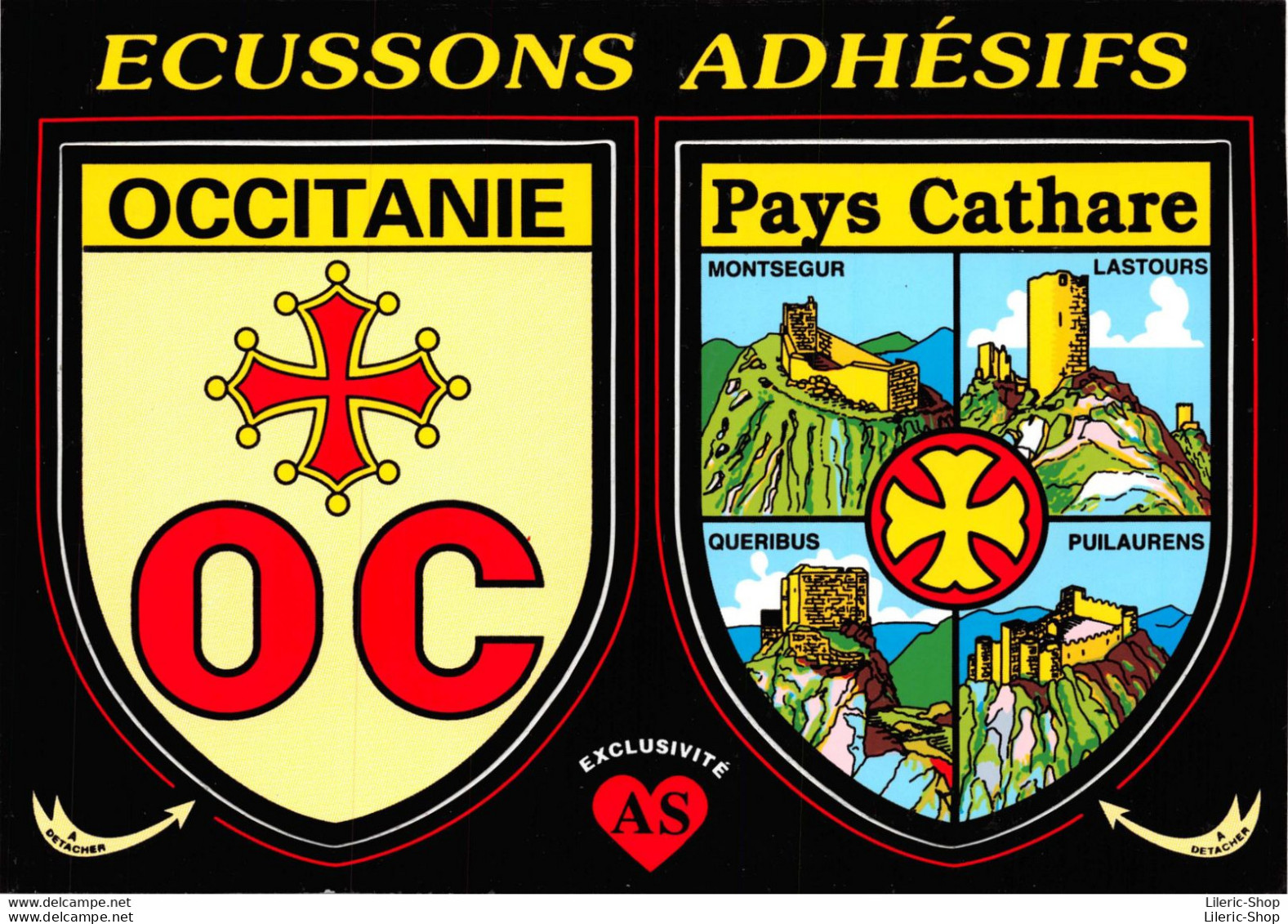 Région OCCITANIE Pays Cathares  -  Cpm Autocollant Adhésif Blason écusson -  ♥♥♥ - Other & Unclassified