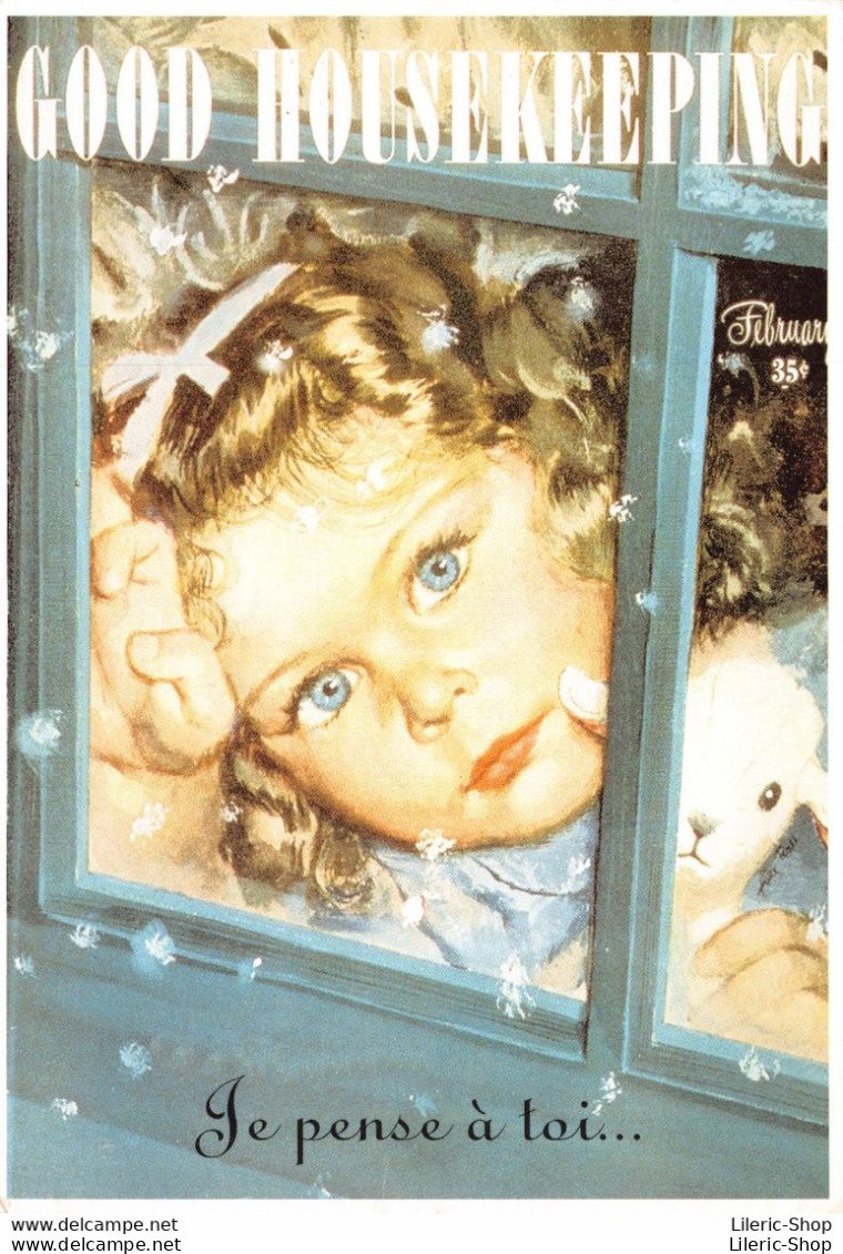 Fillette Regardant Le Neige Par La Fenêtre  Illustration Couverture Magazine Good Housekeeping CPM 1988 ♥♥♥ - Dessins D'enfants