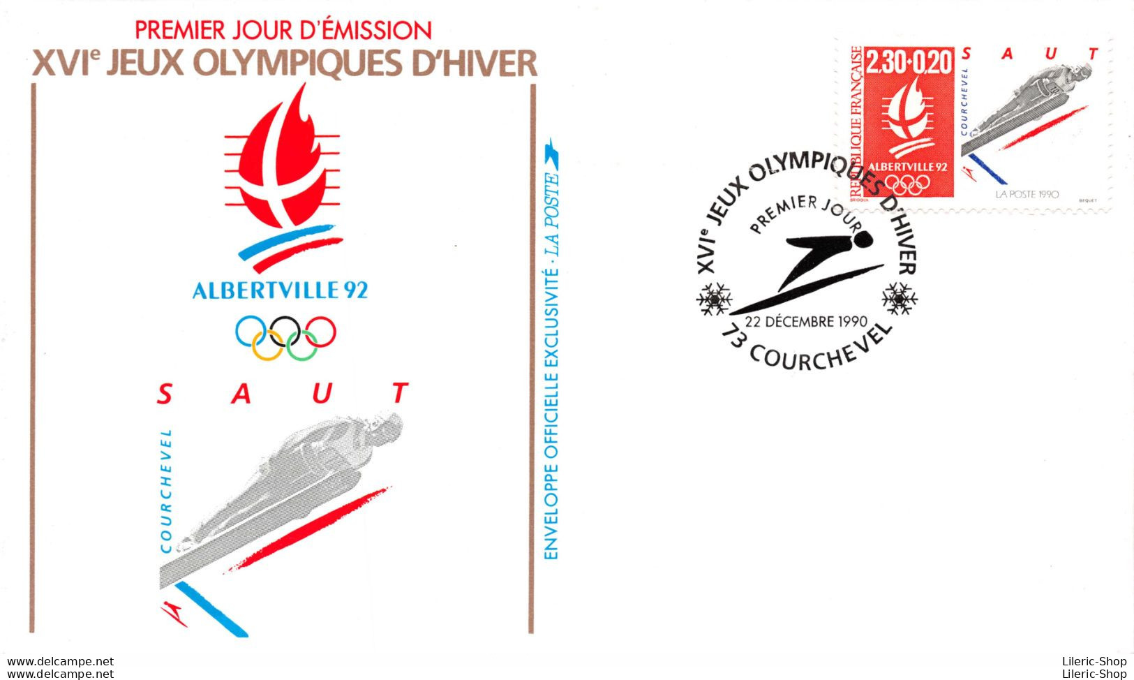 Premier jour d'émission - FDC - Alberville 1992 - Jeux Olympiques d'hiver - Lot de 10 enveloppes différentes -  ♥♥♥