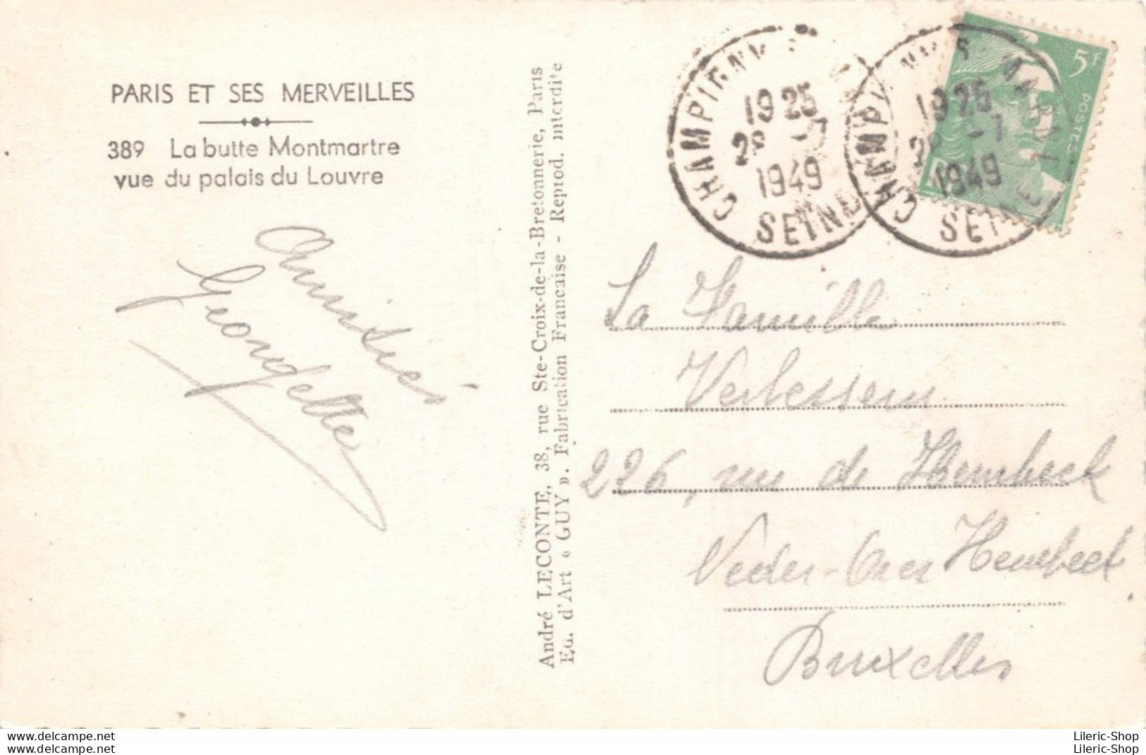 [75] La Butte Montmartre Vue Du Palais Du Louvre Cpsm PF 1949 ♥♥♥ - Sonstige & Ohne Zuordnung