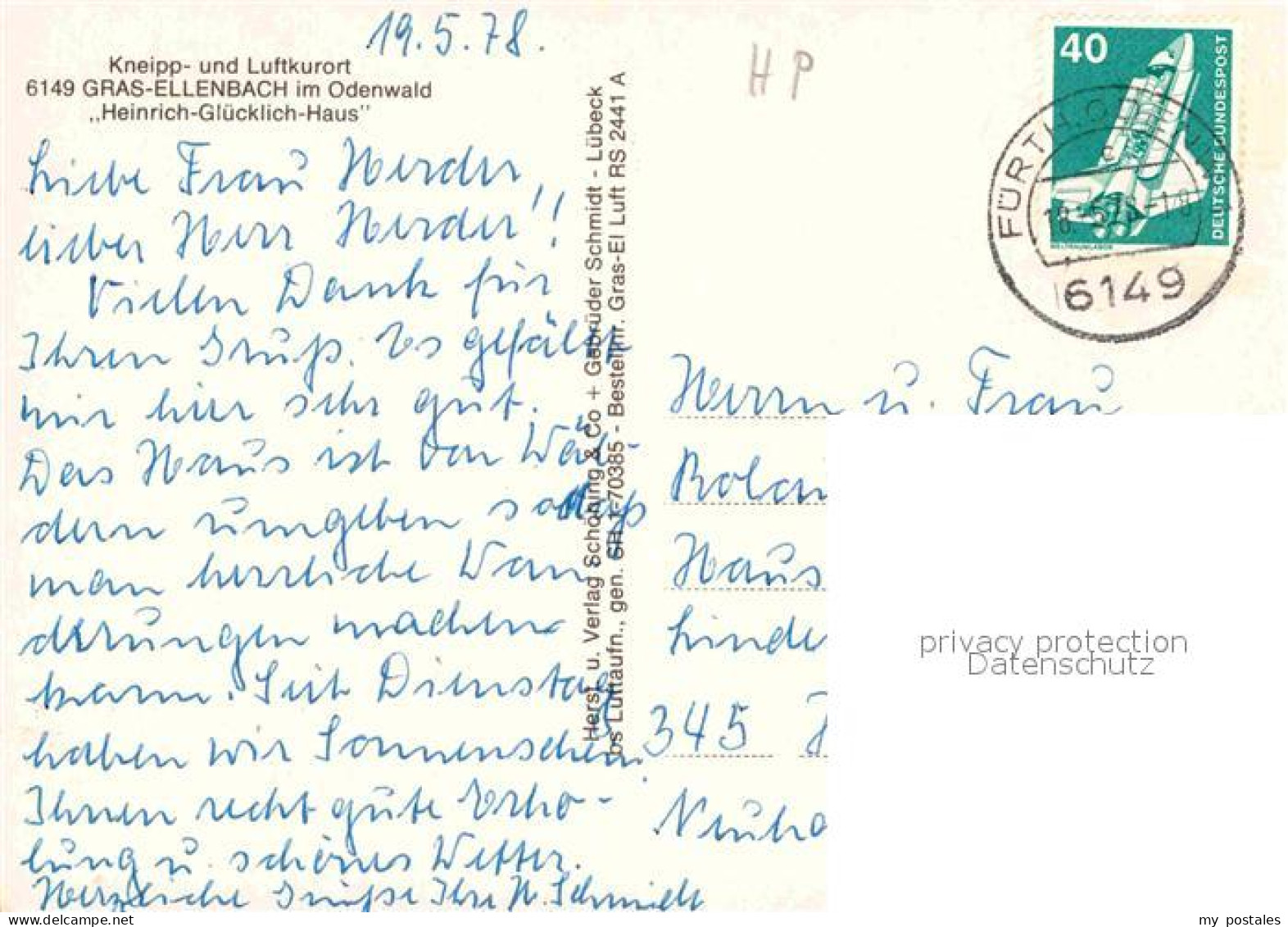 72683633 Gras-Ellenbach Fliegeraufnahme Heinrich Gluecklich Haus Grasellenbach - Autres & Non Classés