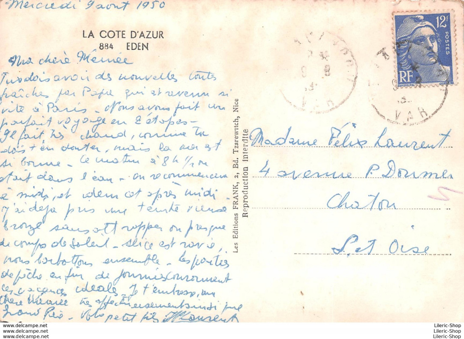 RÉGION PACA - CPSM - ±1950 - LA COTE D'AZUR EDEN ►ÉDIT. FRANCK N° 884 ♦♦♦ - Provence-Alpes-Côte D'Azur