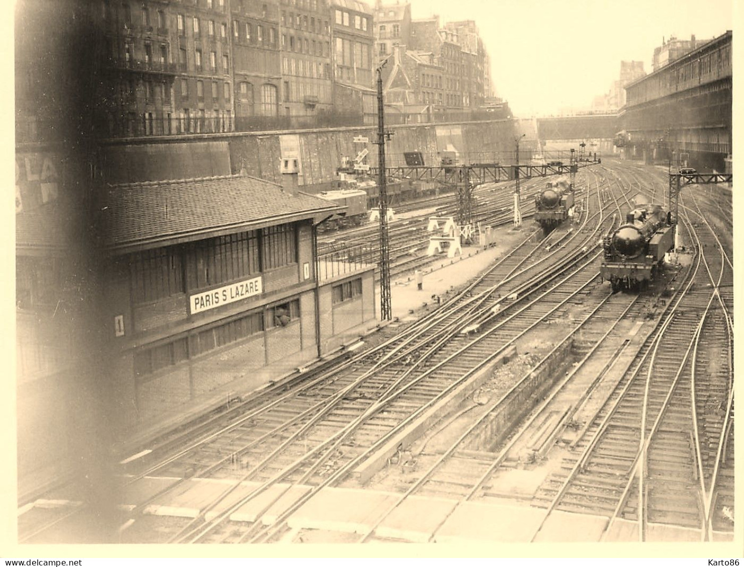 Paris 8ème * La Gare St Lazare * Ligne Chemin De Fer Locomotive Train Machine * 2 Photos Anciennes Format 12x9.5cm - Arrondissement: 08