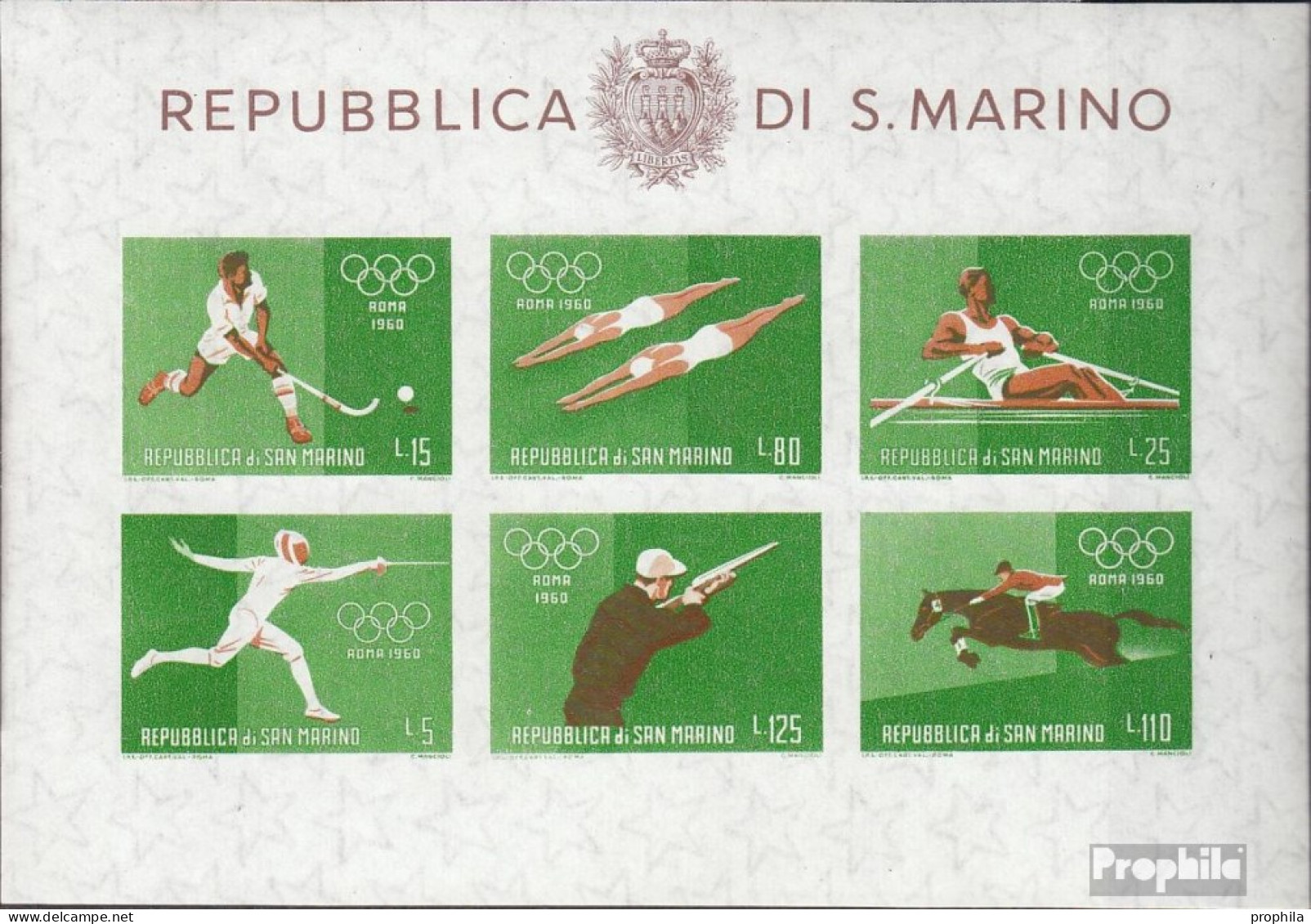 San Marino Block7 (kompl.Ausg.) Postfrisch 1960 Sommerolympiade - Blocs-feuillets