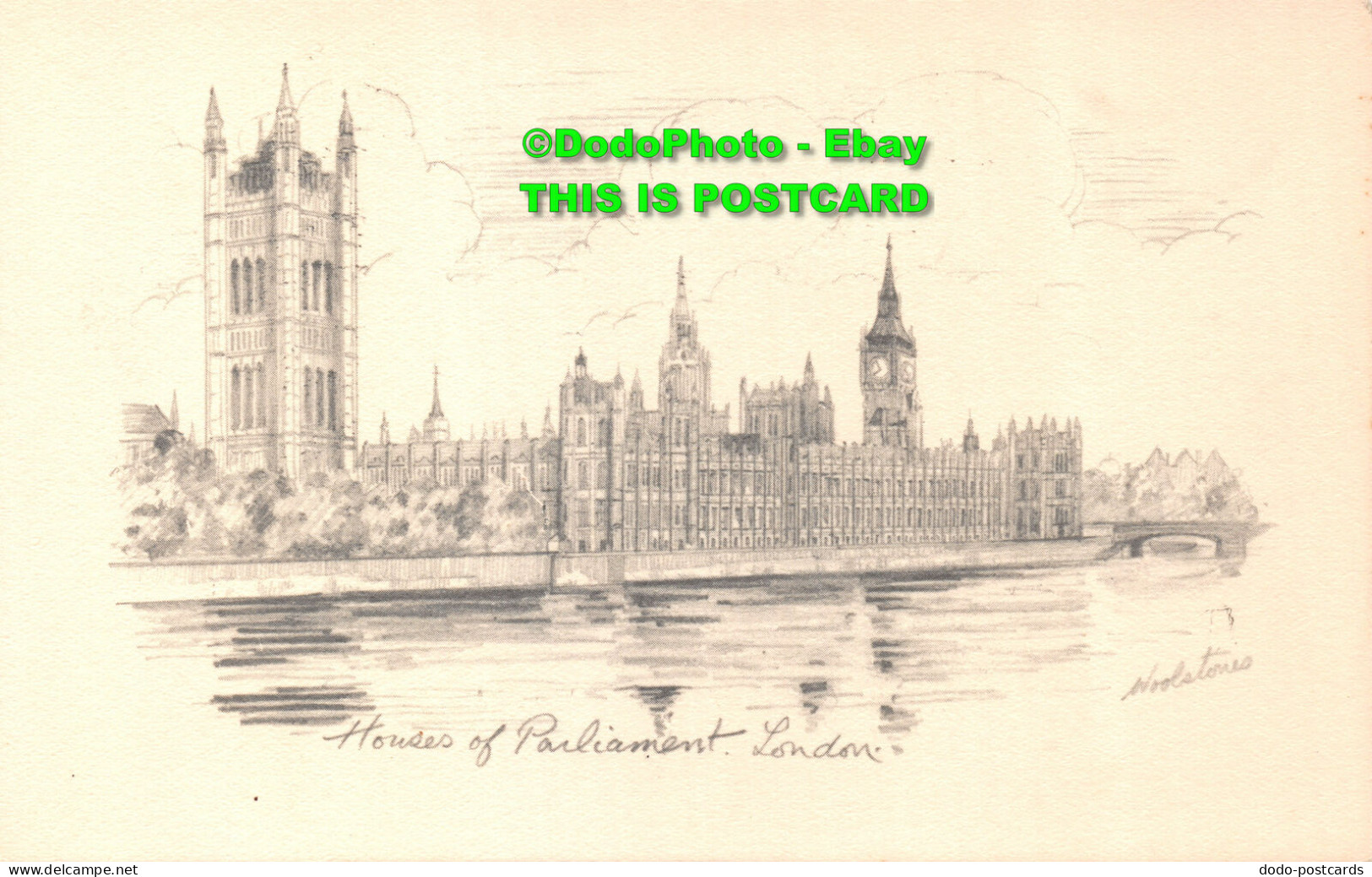 R423819 London. Houses Of Parliament. Woolstone Barton. Milton. Pencil Sketch Re - Autres & Non Classés