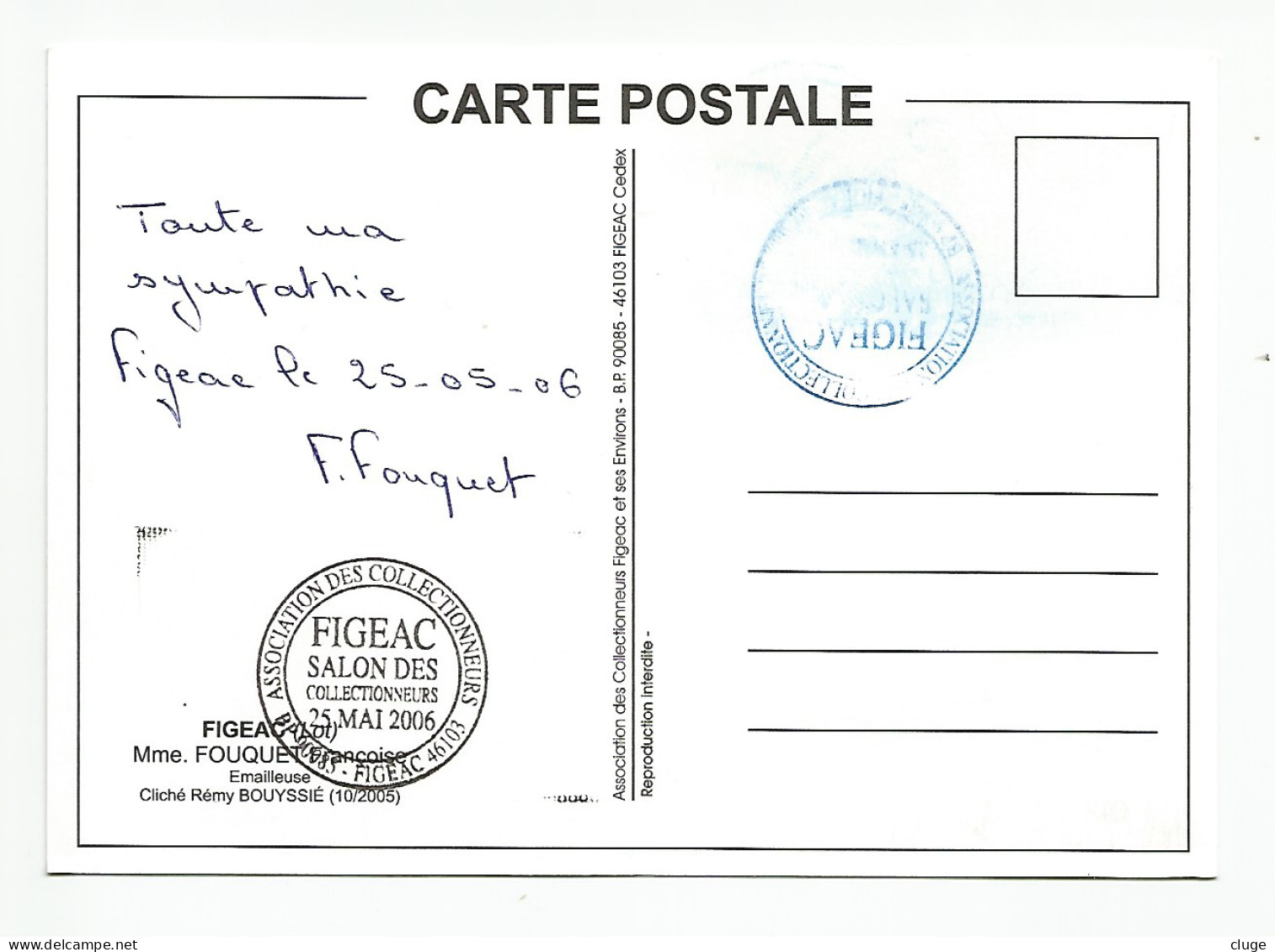 46 - FIGEAC - Fouquet Françoise - Emailleuse  ( Carte Dédicacée ) ( Vue Recto Verso ) - Figeac