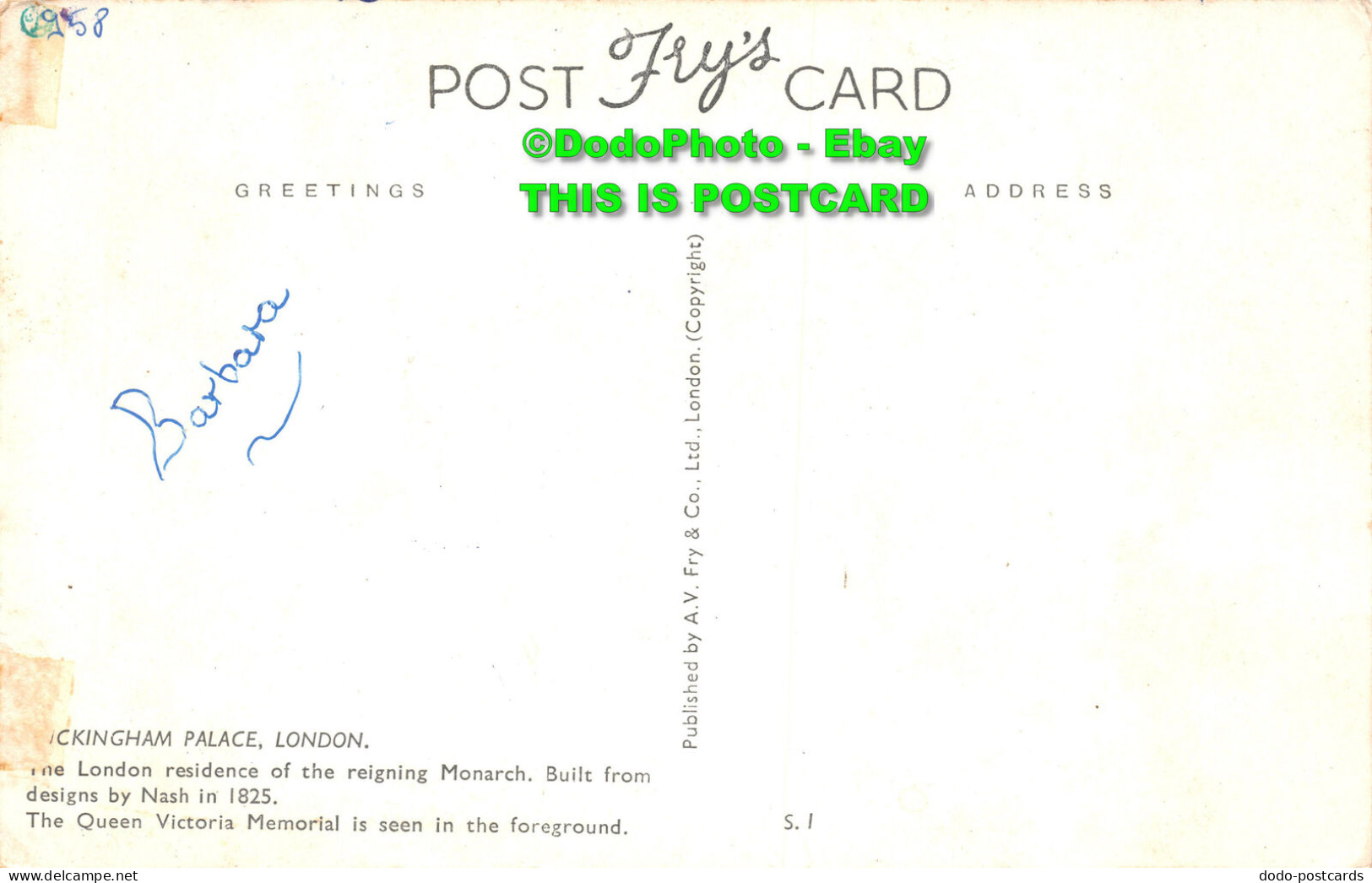R423823 London. Buckingham Palace. A. V. Fry - Other & Unclassified