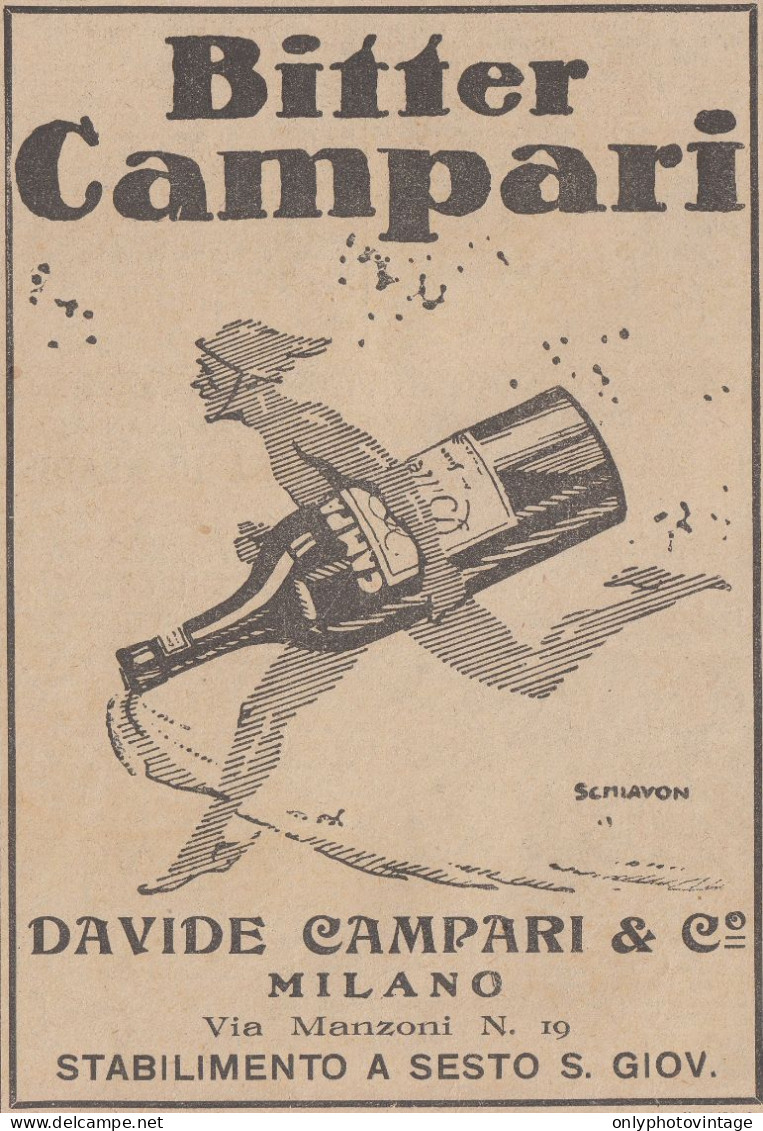 CAMPARI - Illustrazione Schiavon - Soldato Che Corre - 1922 Pubblicità - Publicités