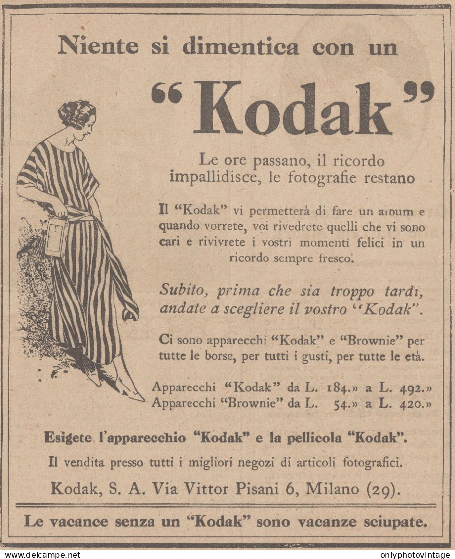 Niente Si Dimentica Con Un KODAK - 1923 Pubblicità - Vintage Advertising - Pubblicitari