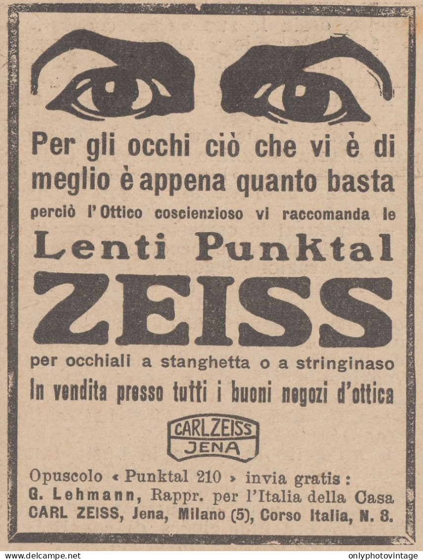 Lenti Punktal ZEISS - 1926 Pubblicità Epoca - Vintage Advertising - Reclame