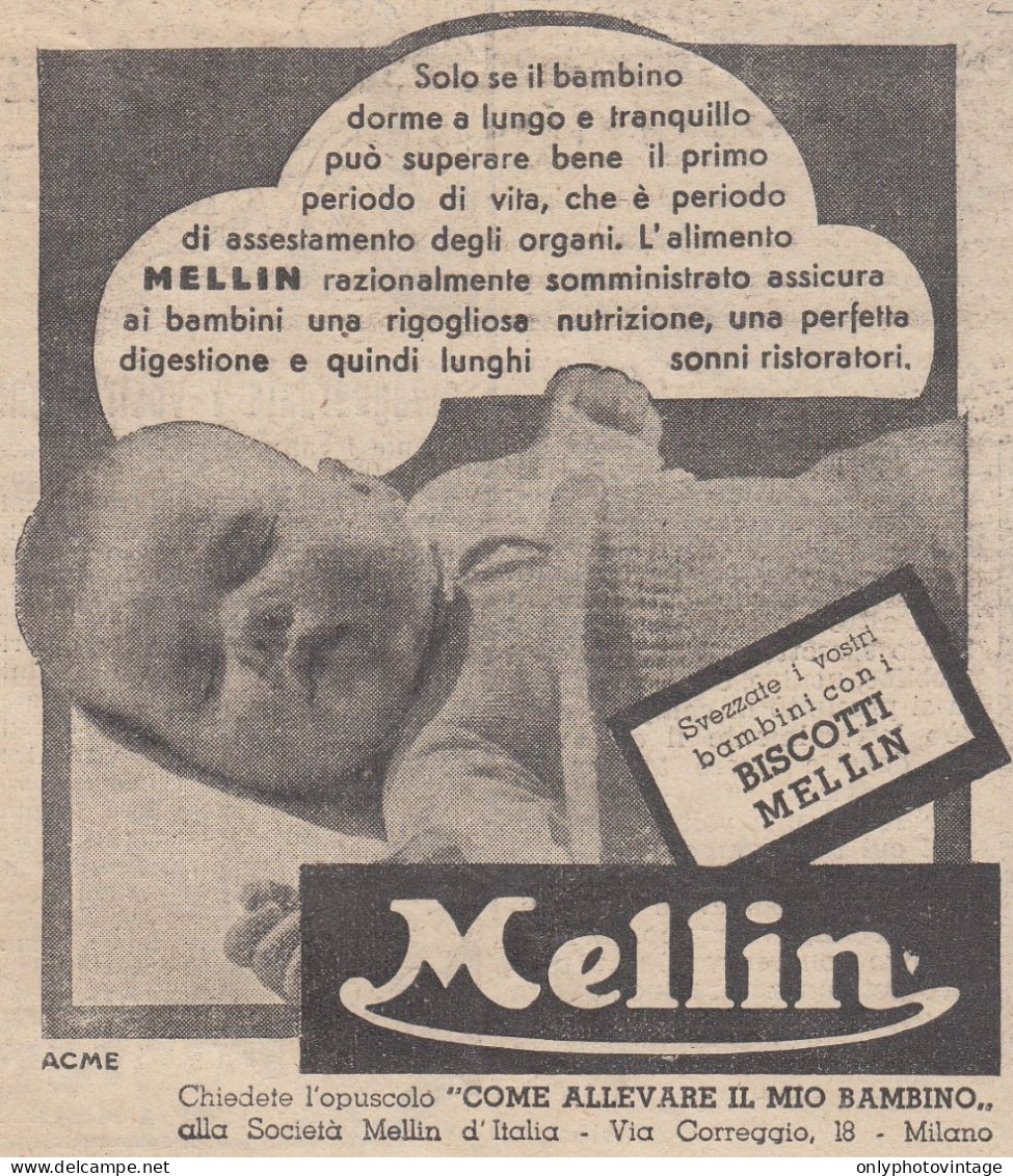 Biscotti MELLIN - 1939 Pubblicità Epoca - Vintage Advertising - Reclame