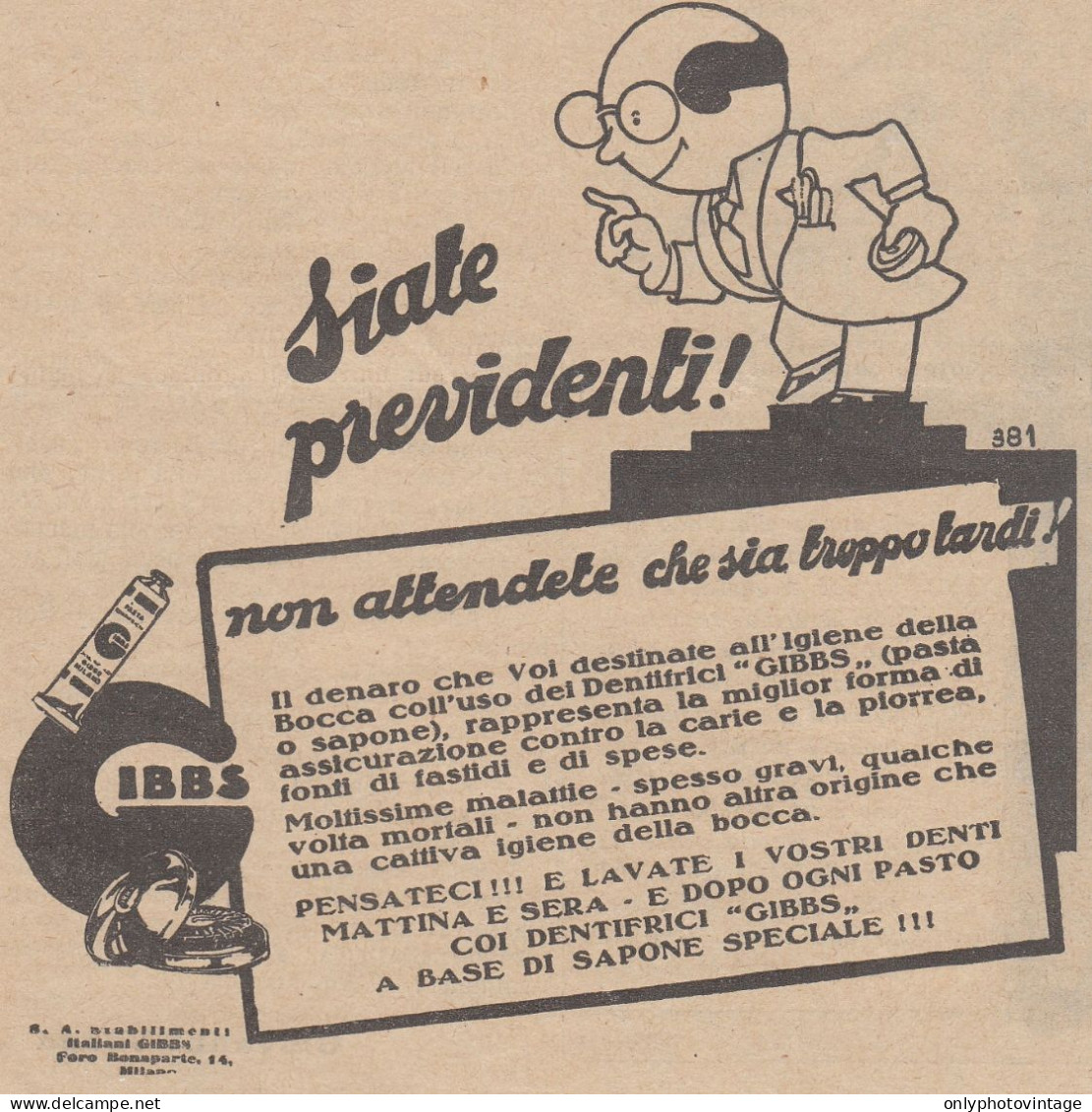 Dentifricio GIBBS - 1931 Pubblicità Epoca - Vintage Advertising - Werbung