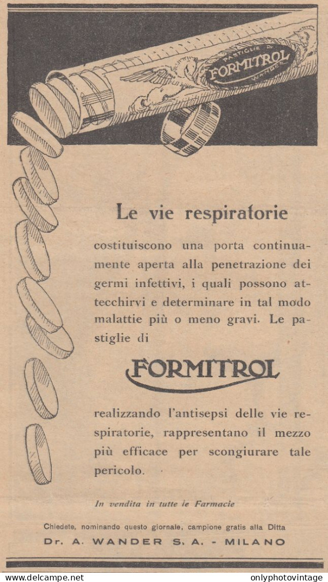 FORMITROL - Le Vie Respiratorie... - 1931 Pubblicità - Vintage Advertising - Werbung